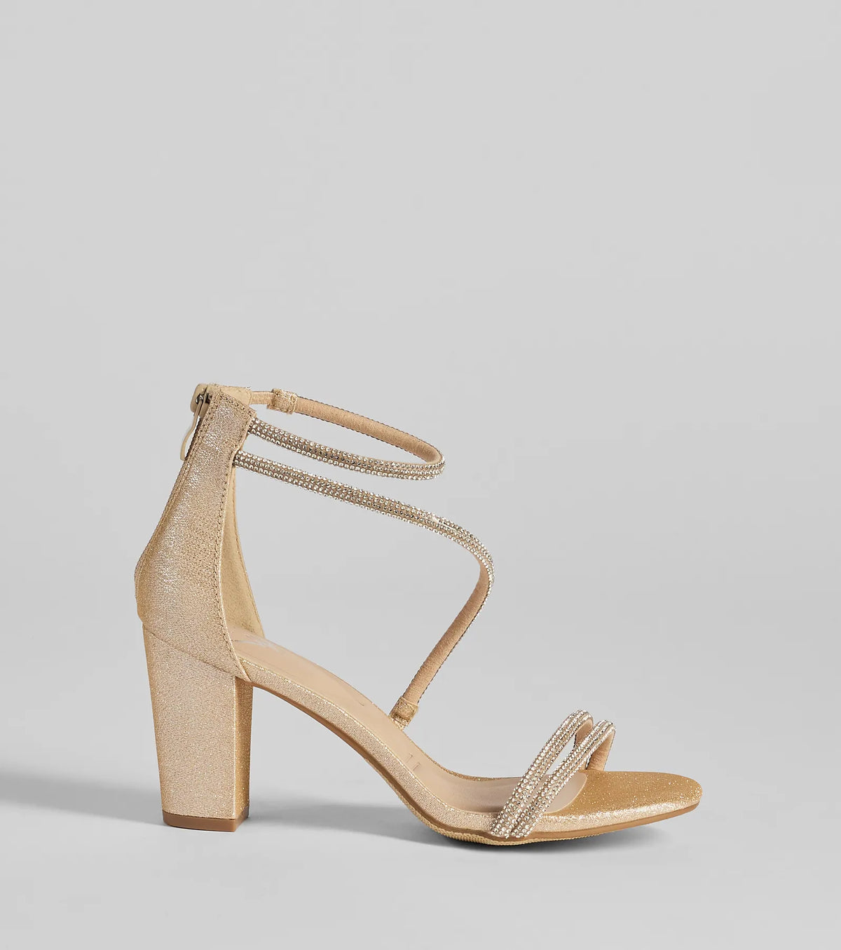 Step Into Glam Rhinestone Glitter Block Heels