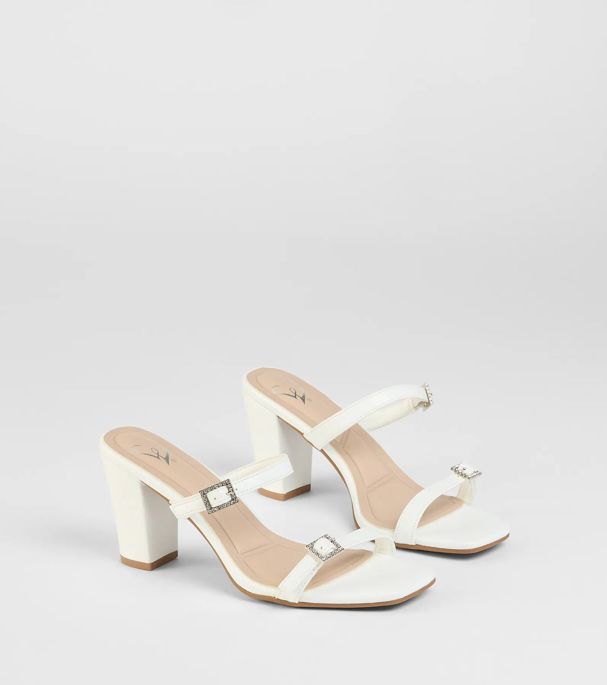 On The Down Low Rhinestone Buckle Mules