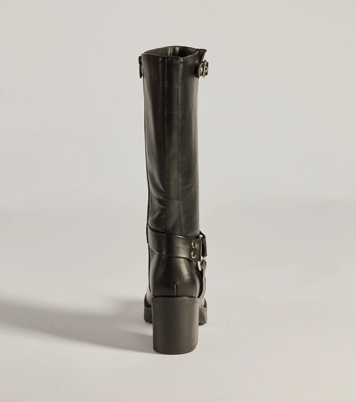 Sleek Strut Under-The-Knee Moto Boots