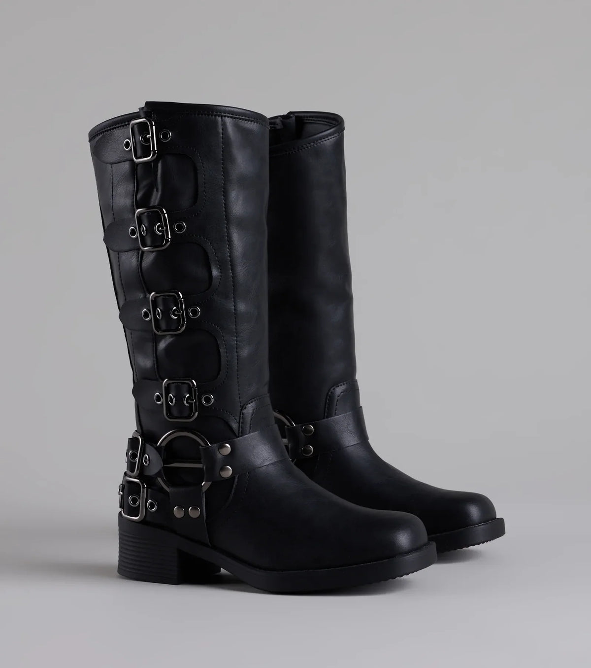 Totally Edgy Buckled Square Toe Boots