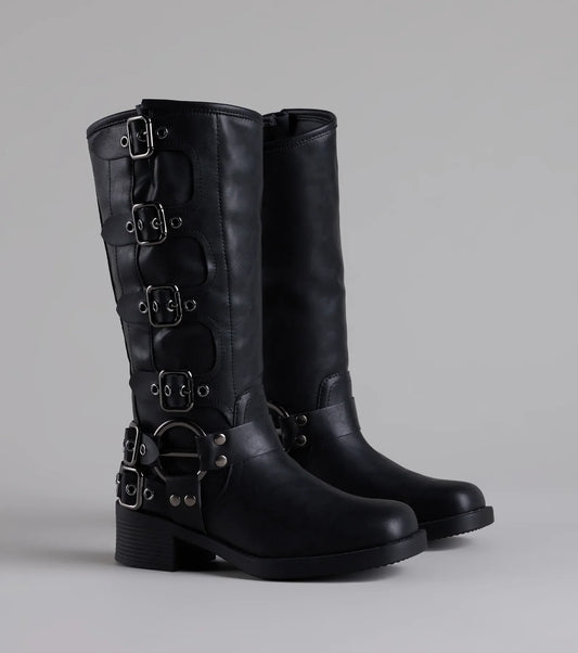 Totally Edgy Buckled Square Toe Boots