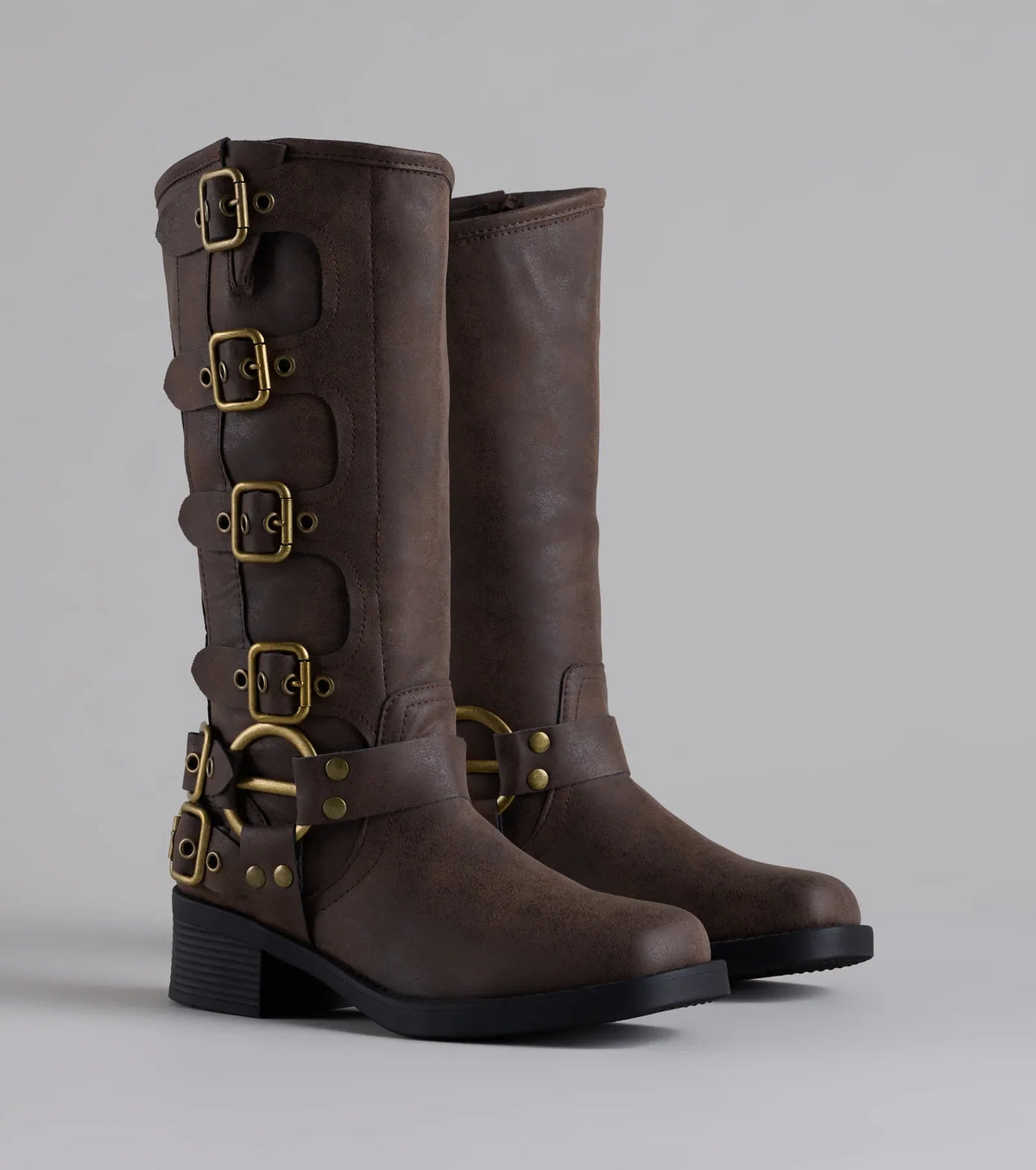 Totally Edgy Buckled Square Toe Boots