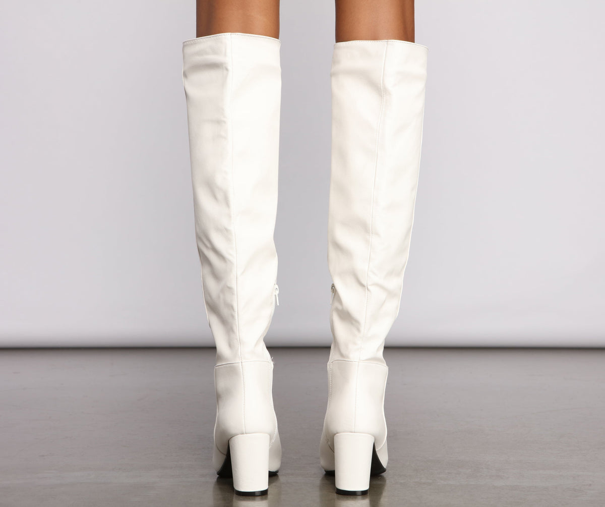 Lead The Way Faux Leather Over The Knee Boots
