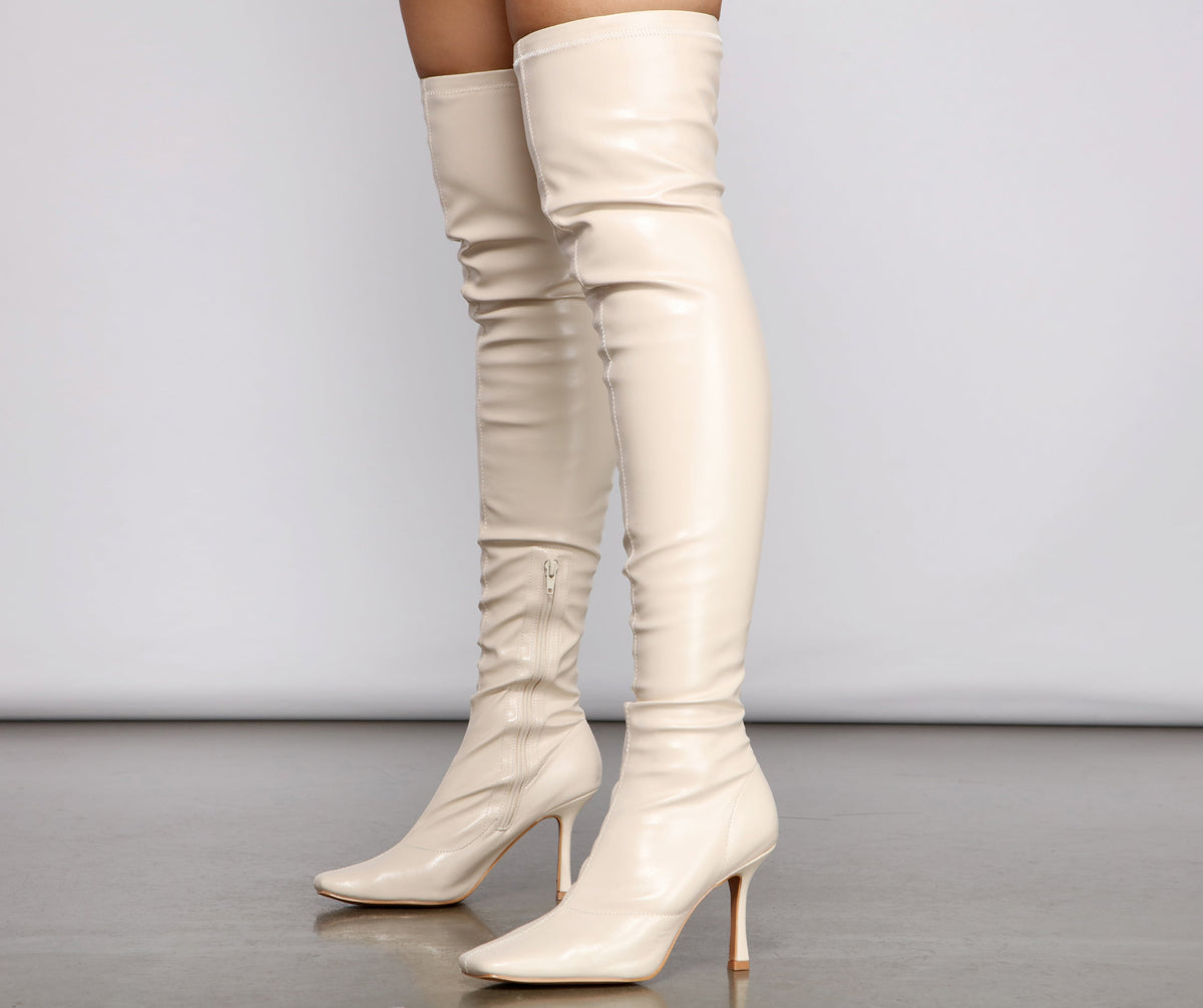 Level Up Thigh High Faux Leather Boots