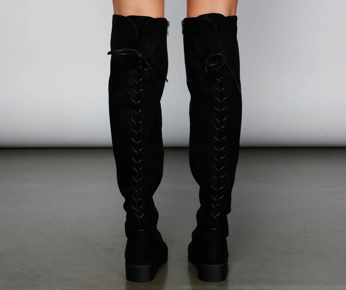 Walk It Out Faux Suede Lace Up Boots