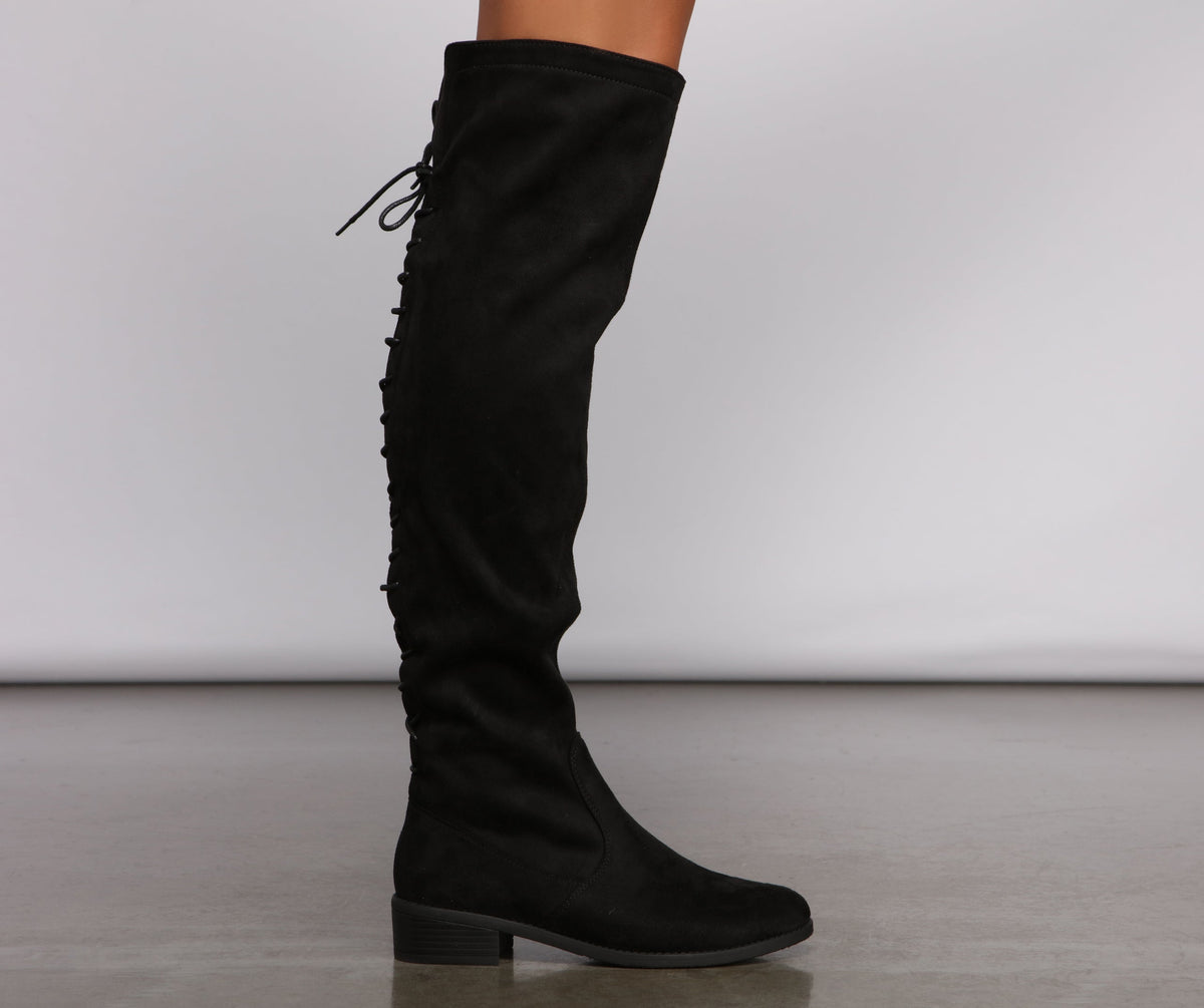 Fab and Chic Faux Suede Lace-Up Boots
