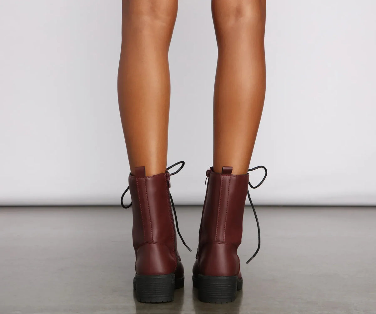 Elevated Basic Faux Leather Combat Booties