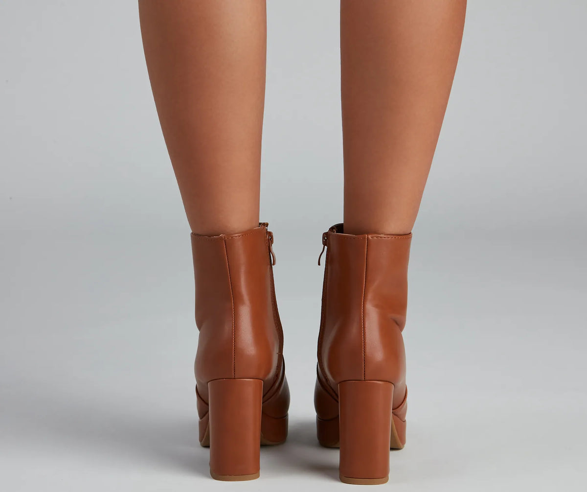 On The Go Block Heel Platform Booties