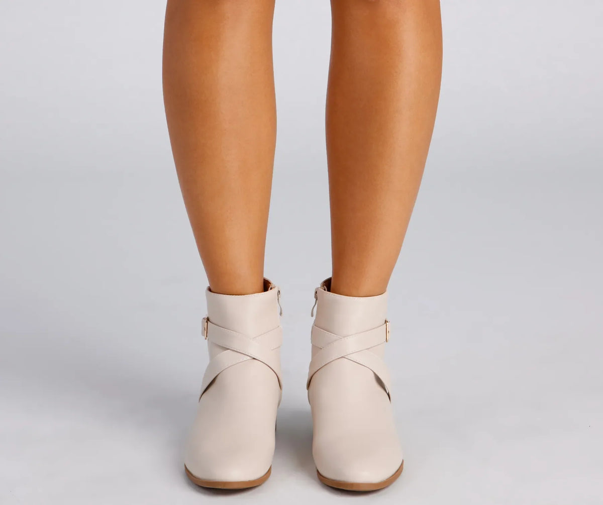 Buckle Up Stacked Heel Ankle Booties