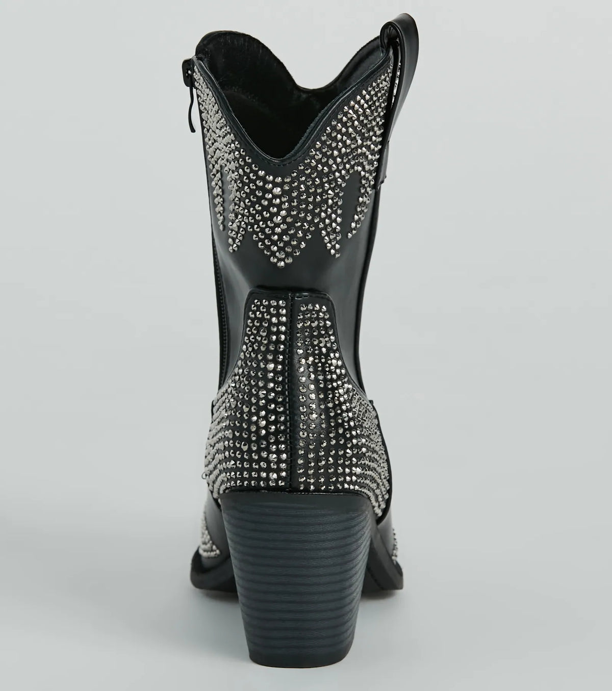 Western Flair Rhinestone Flame Faux Leather Boots