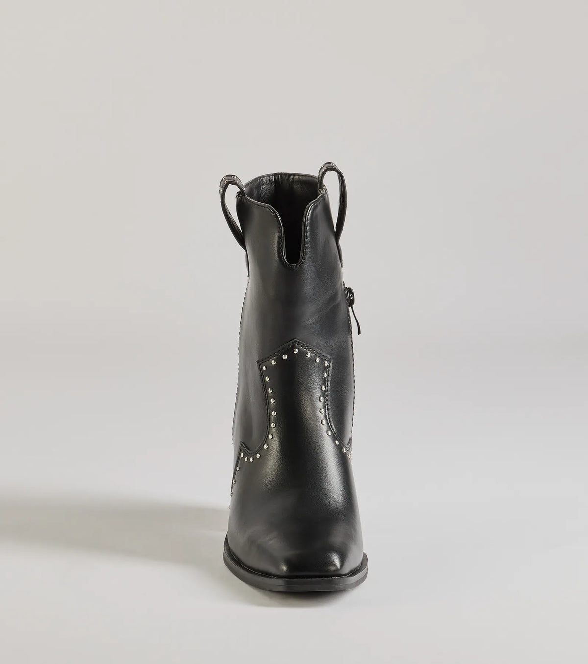 Chic Western Studded Faux Leather Booties
