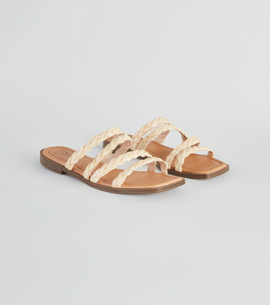 Braided Beauty Straw Strappy Flat Sandals