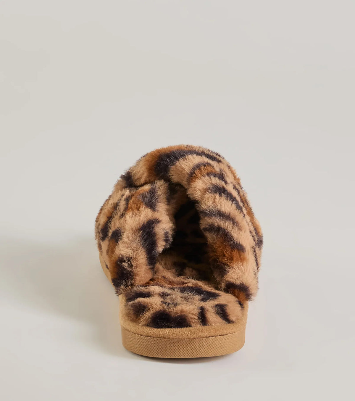 Wildly Chic Faux Fur Leopard Print Slides