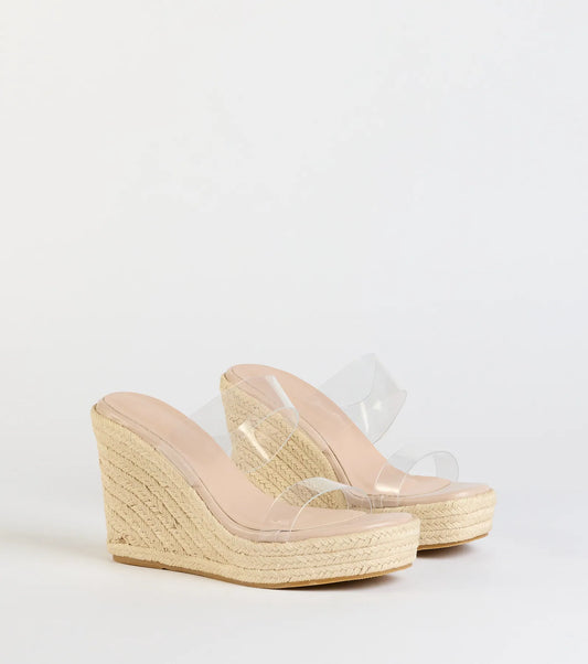 Stylish Transparency Espadrille Wedges