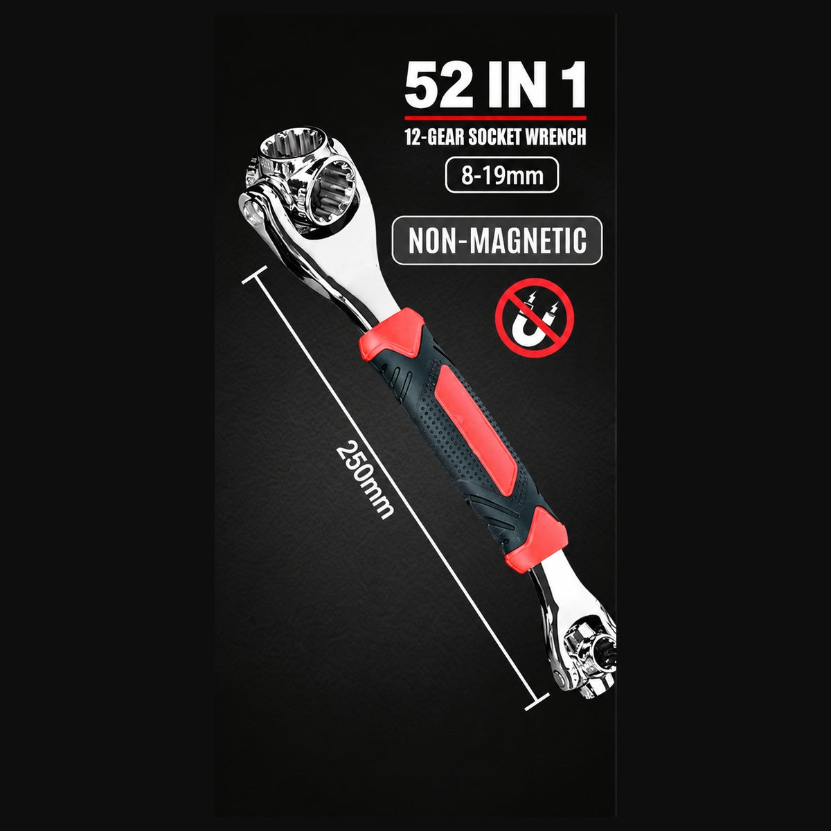 52-in-1 Universal Socket Wrench with 360° Rotating Heads – Multi-Size SAE & Metric Ratchet Tool for Auto, Home & DIY Repairs
