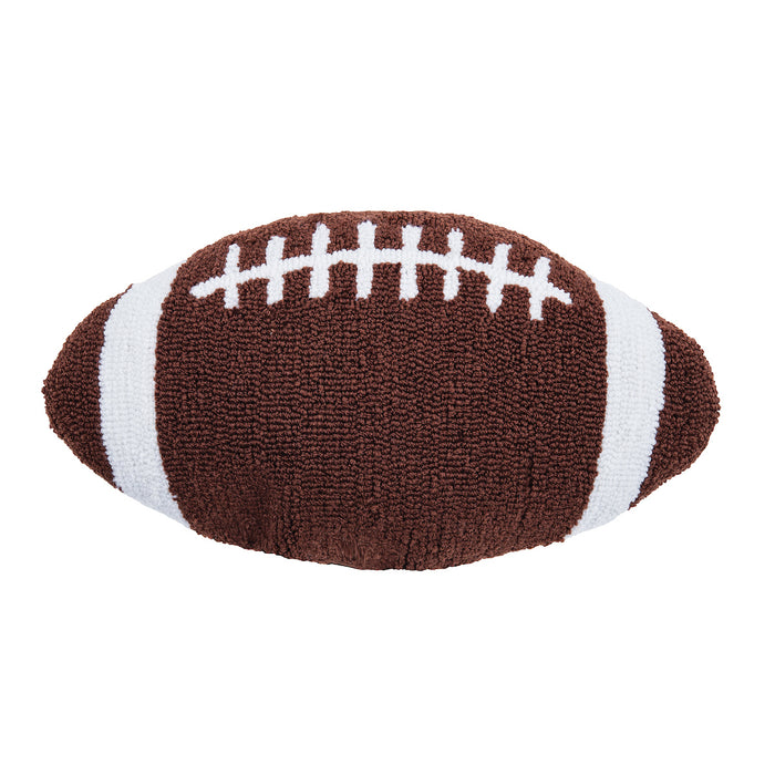 A 10.5in. x 18in. Football Shaped Pillow.