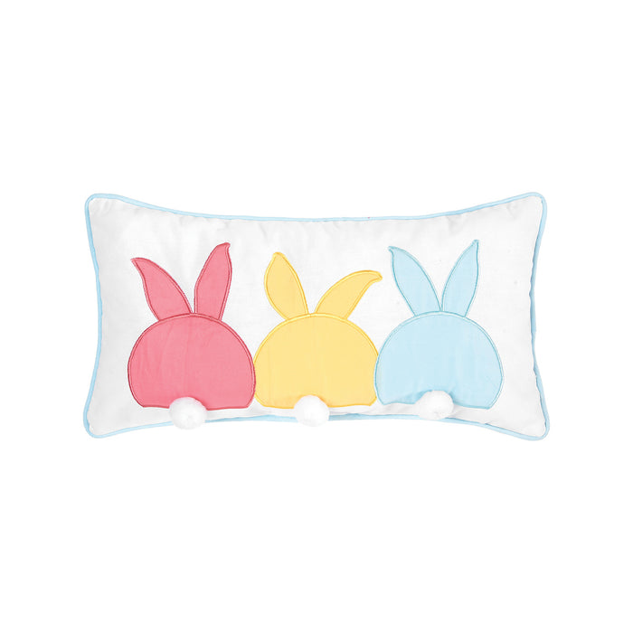 A 10in. x 20in. Bunny Bum Pillow.