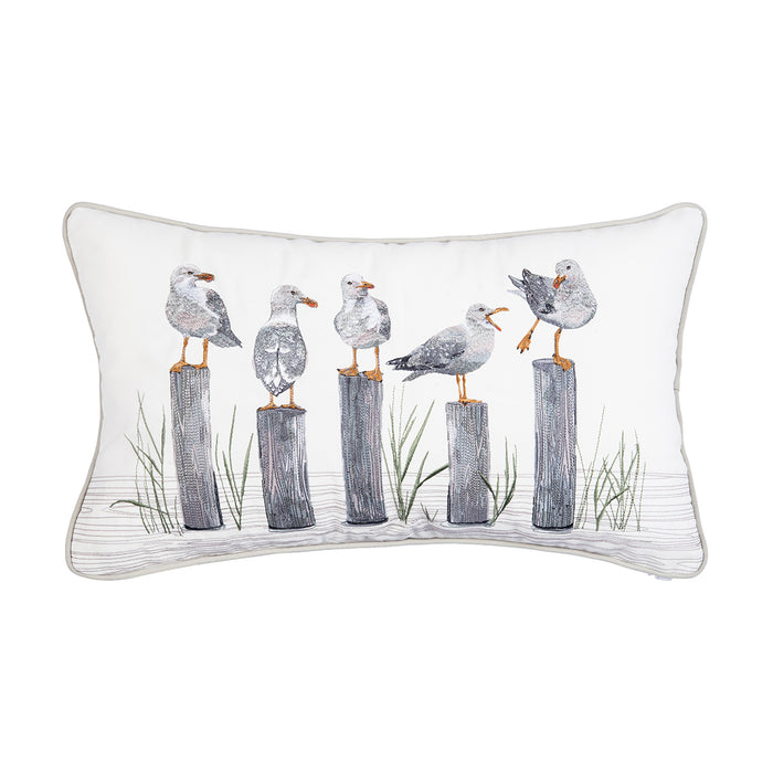 A 12in. x 21in. Gulls Just Wanna Have Fun Indoor Outdoor Lumbar Pillow.