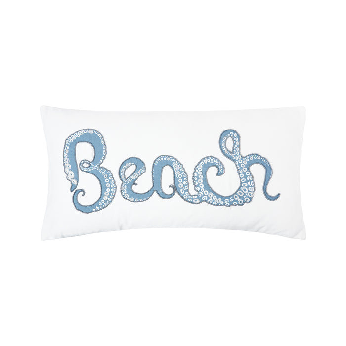 A 12in. x 24in. Octopus Beach Pillow.