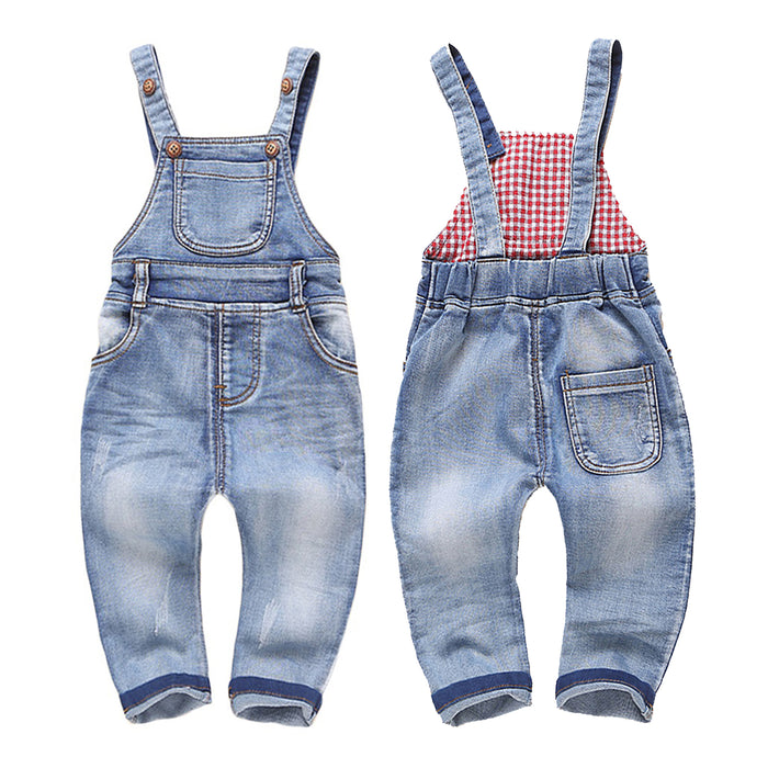 12M-4T Toddler Water Washed Ripped Soft Denim Overalls
