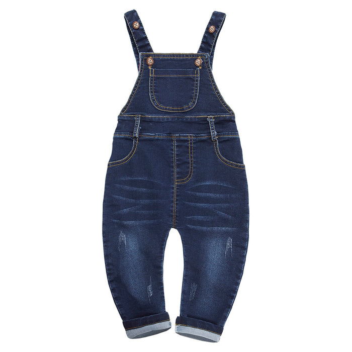 12M-4T Toddler Water Washed Ripped Soft Denim Overalls