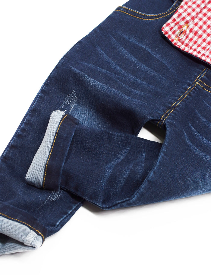 12M-4T Toddler Water Washed Ripped Soft Denim Overalls