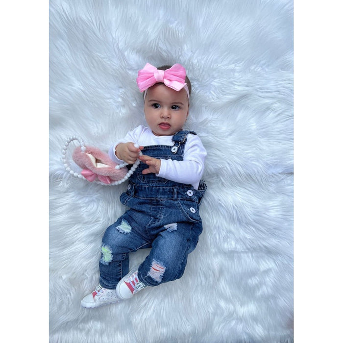 12M-5T Baby Twin Color Lining Ripped Denim Overalls