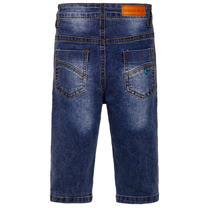12M-8T Baby Girl Boy Jeans, Elastic Band Inside with D-Rings Ripped Denim Pants