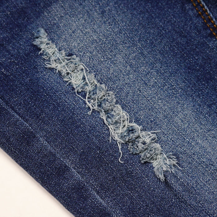 12M-8T Baby Girl Boy Jeans, Elastic Band Inside with D-Rings Ripped Denim Pants