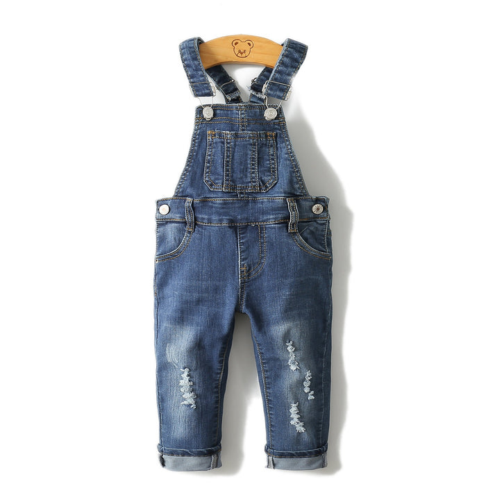 12M-8T Baby Jeans Overalls Cute Denim Ripped Overalls
