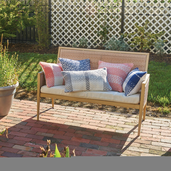 A 14in. x 22in. Sim Wave Outdoor Pillow.