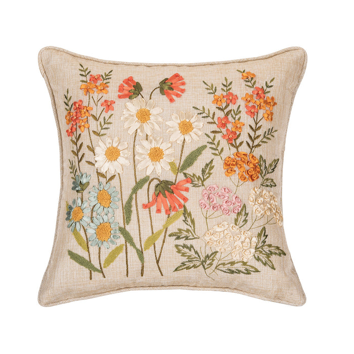 A 16in. x 16in. Daisy Garden Pillow.