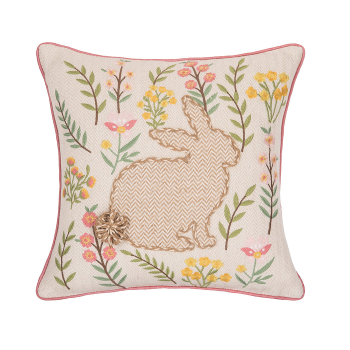 A 16in. x 16in. Garden Bunny Pillow.
