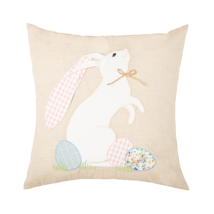 A 18in. x 18in. Bunny Eggs Pillow.