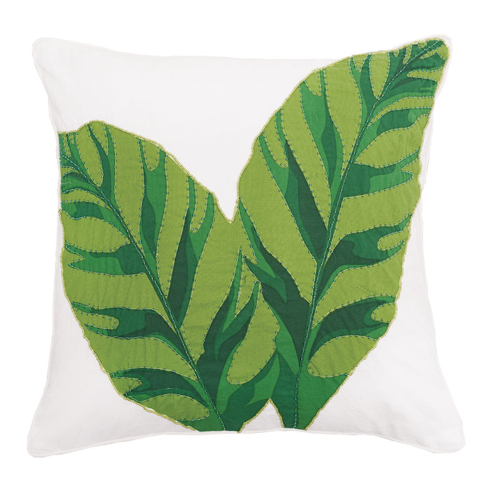 A 18in. x 18in. Layla Banana Leaves Pillow.
