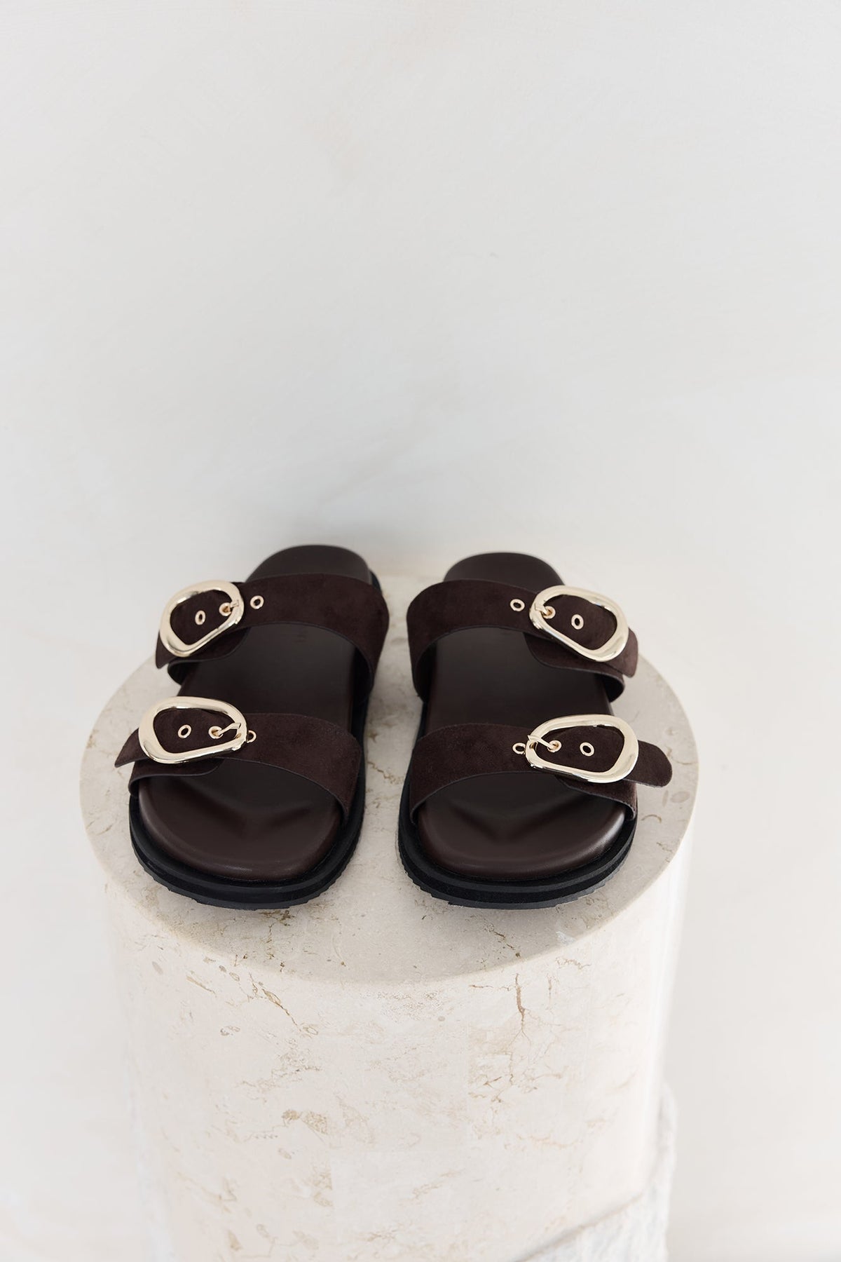 Theresa Slides Dark Cacao Suede
