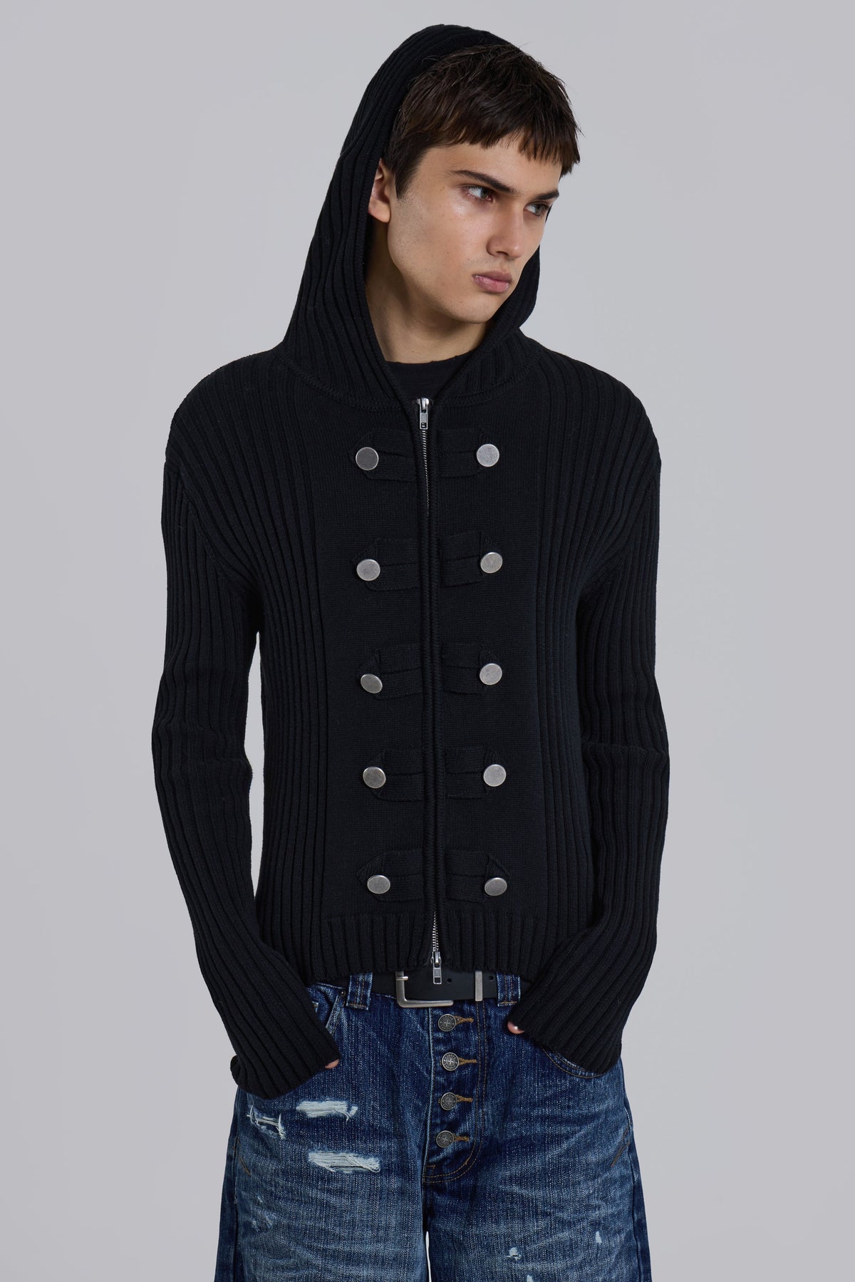 Hooded Military Knit Jumper