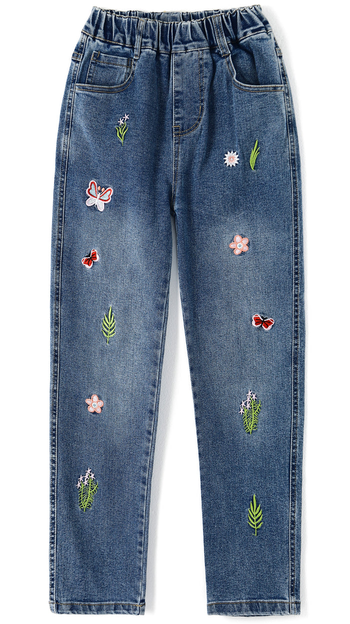 5-15T Little Girls Embroidery Slim Jeans Pants