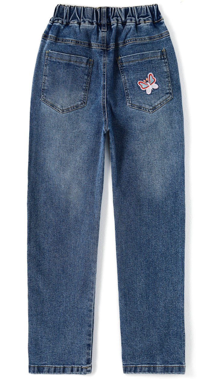 5-15T Little Girls Embroidery Slim Jeans Pants