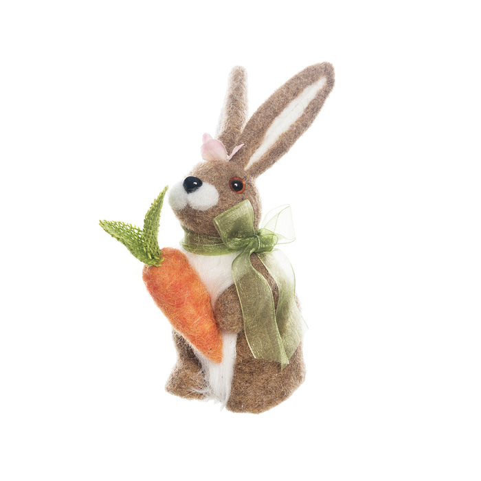 A 5.5 in. Felt Bunny Figurine.
