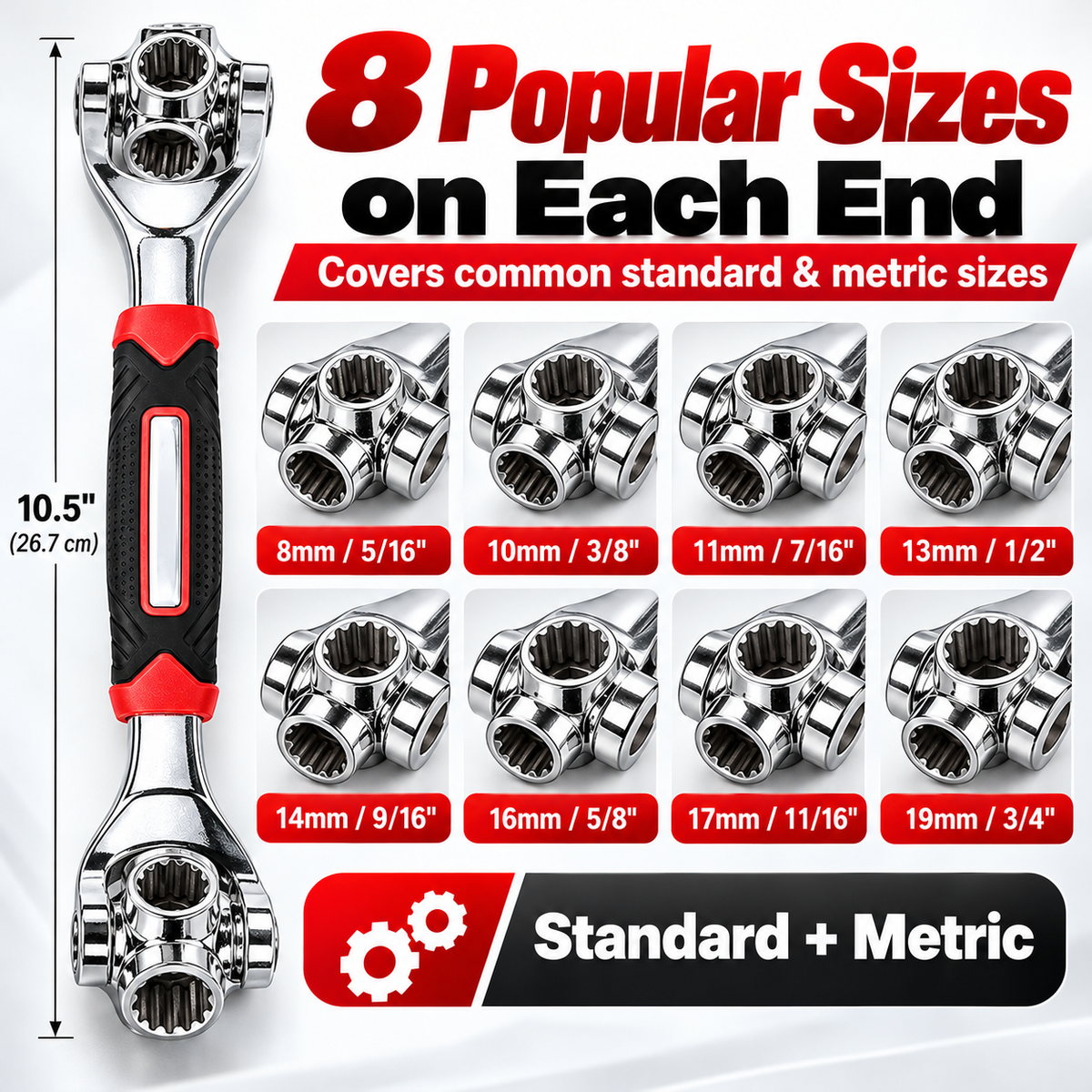 52-in-1 Universal Socket Wrench with 360° Rotating Heads – Multi-Size SAE & Metric Ratchet Tool for Auto, Home & DIY Repairs