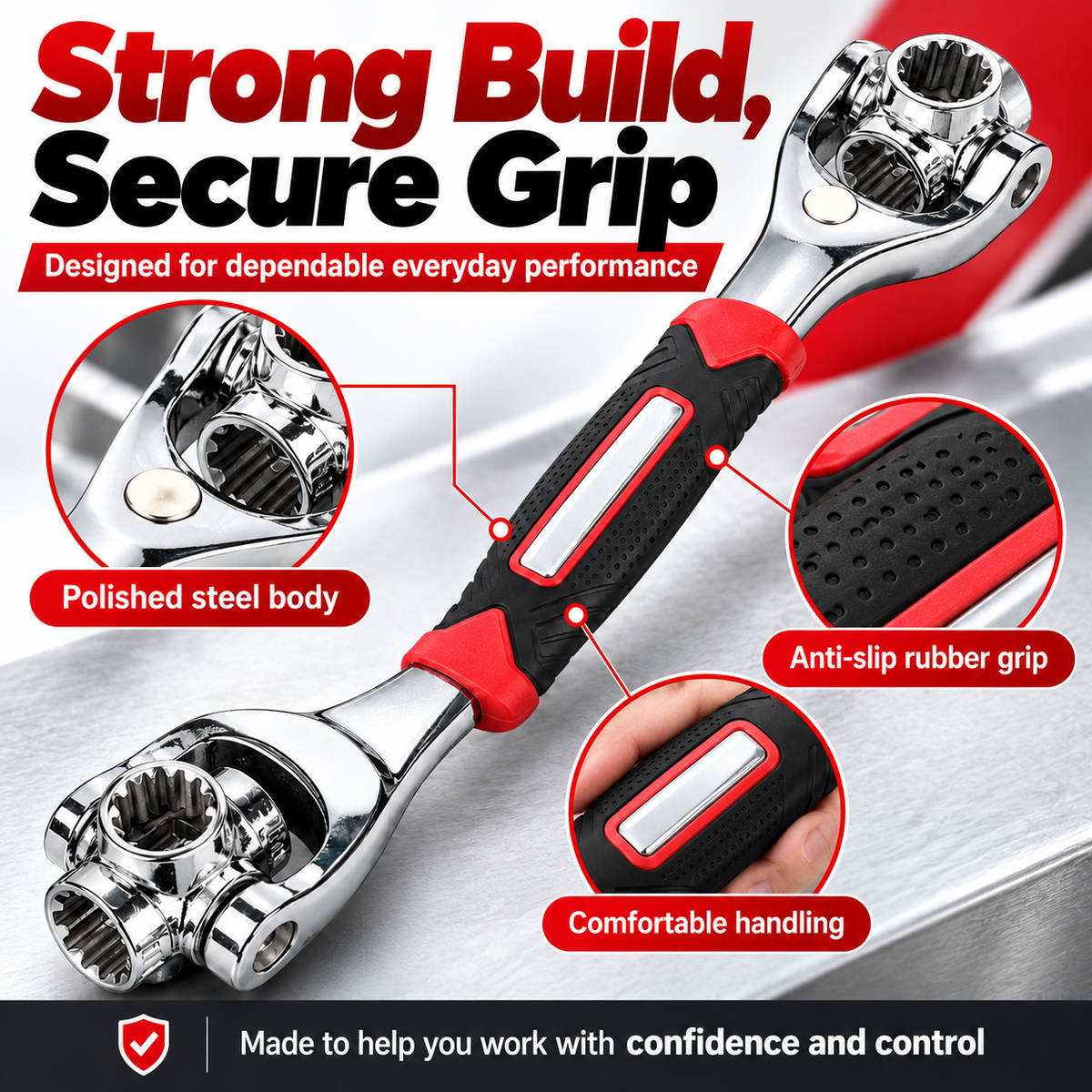 52-in-1 Universal Socket Wrench with 360° Rotating Heads – Multi-Size SAE & Metric Ratchet Tool for Auto, Home & DIY Repairs