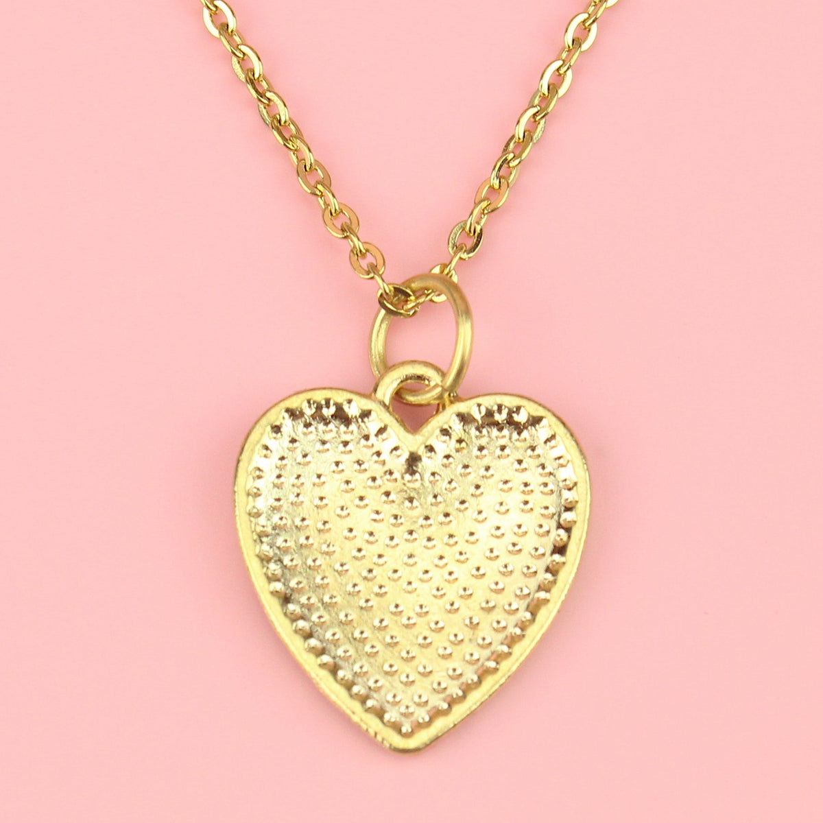 Pink and White Heart Checkerboard Necklace