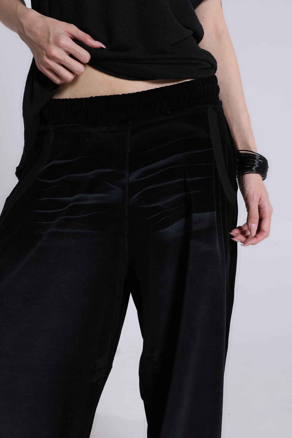 Denim Wash Velour Monster Joggers
