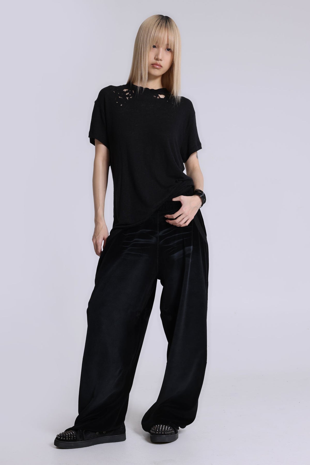 Denim Wash Velour Monster Joggers