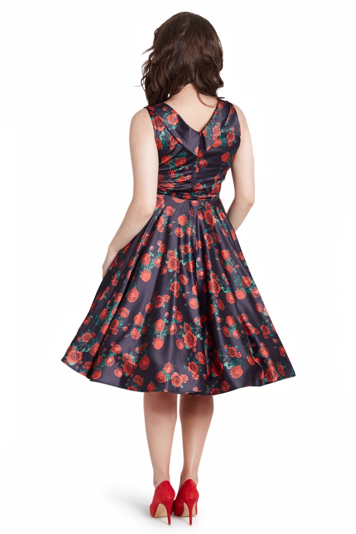 Grace Black Rose Pleated Bust Dress