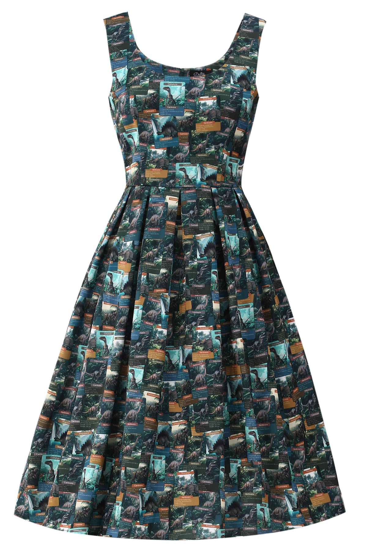 Amanda Green Dinosaur Flash Card Swing Dress