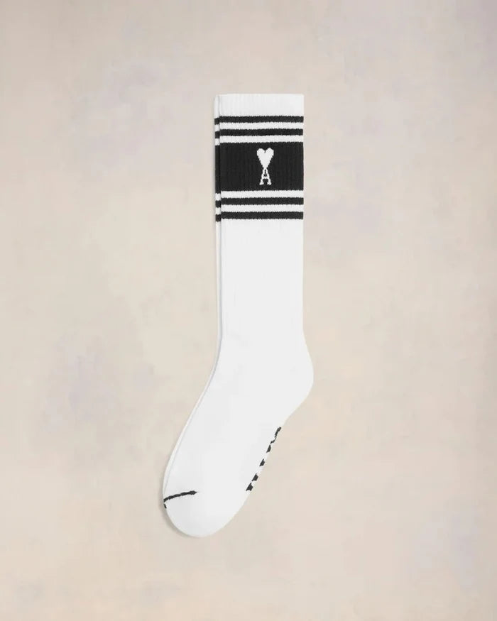 Ami Paris - Chaussettes à rayures Ami de Coeur - Blanc et Noir - chaussettes - USC001.AW0015