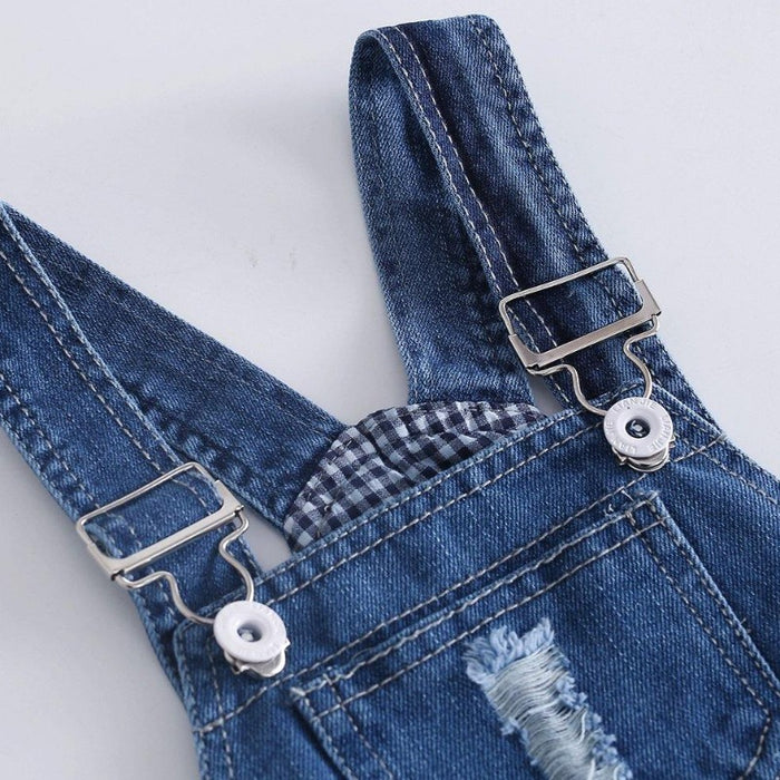 Kidscool Space Baby & Toddler Adjustable Ripped Fashion Jeans Overalls - Kidscool Space