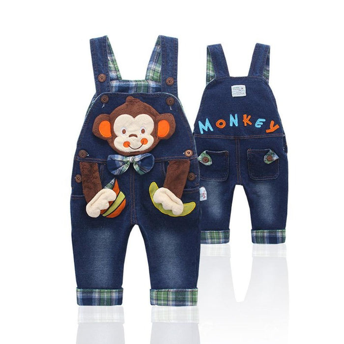 Kidscool Space Baby & Toddler Boys 3D Cartoon Monkey Knitted Jeans Overalls - Kidscool Space